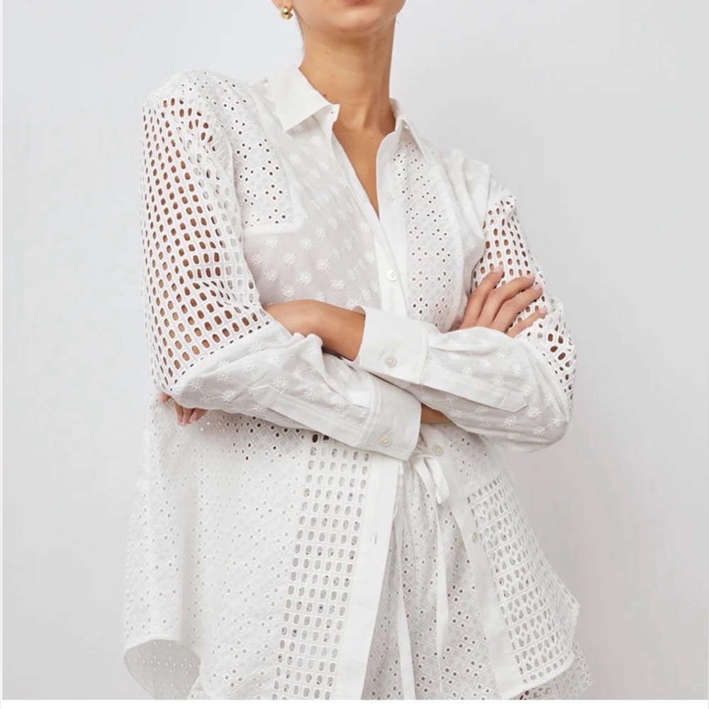 Rails Juliette white eyelet mix blouse